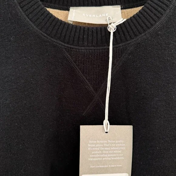 NWT Everlane The Cotton-Merino Sweatshirt Black Base - Size M - Picture 2 of 4